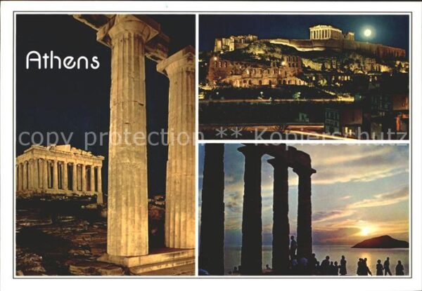 Athens Athen Akropolis im Mondschein Tempel Ruine An