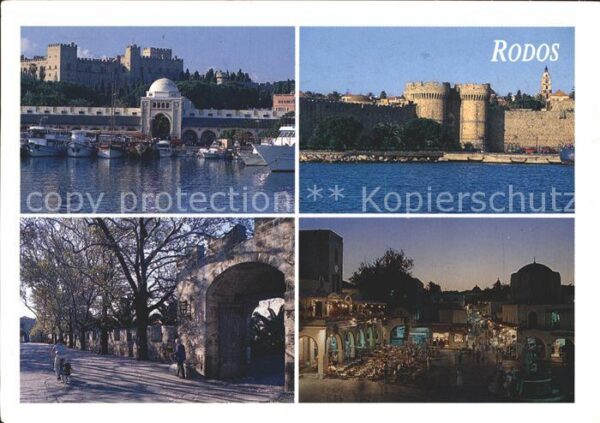 Rhodos Rhodes Aegaeis Ritterpalast Hafen Torbogen Strassenpar