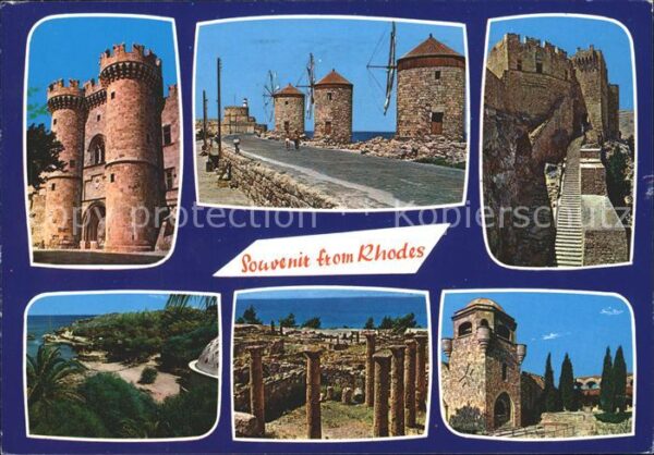 Rhodes Rhodos Greece Teilansicht Ritterpalast Windmühle Temp