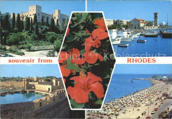 Rhodes Rhodos Greece Ritterpalast Hafen Strand alte Stadtmau