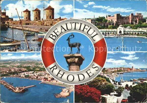 Rhodes Rhodos Greece Windmühle Ritterpalast Hafen Statue Ela