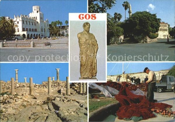 Cos Kos Teilansichten Statue Tempel Ruine Antik