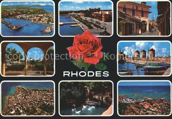 Rhodes Rhodos Greece Fliegeraufnahme Hafen Altstadt Windmühl
