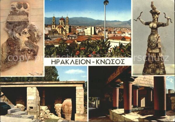 Knossos Cnosse Kreta Teilansicht mit Kirche Palast Tempel Ru