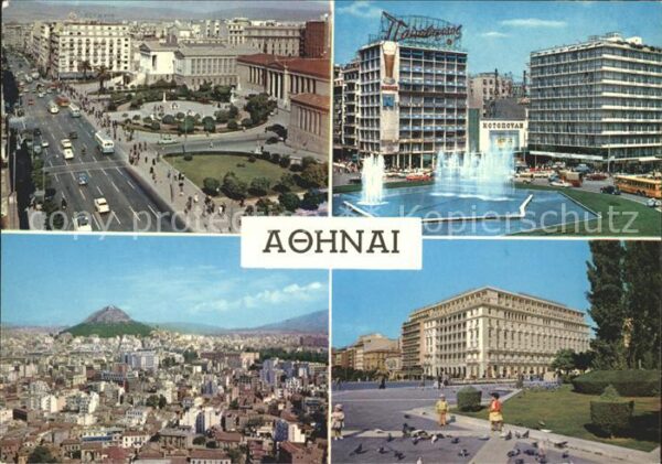 Athenes Athen Teilansichten Gebäude Fontäne