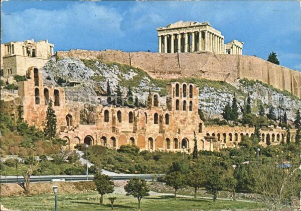 Athenes Athen Fassade des Odeon Herodes Attikus Akrop