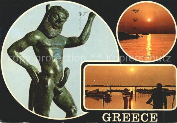 Griechenland Greece Antike Satyr Skulptur Sonnenuntergang H