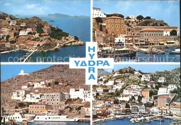 Hydra Greece Teilansichten Hafen Fährschiff
