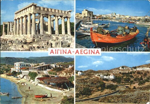 Aegina Egina Tempel Ruine Antike Hafen Fischerboot S
