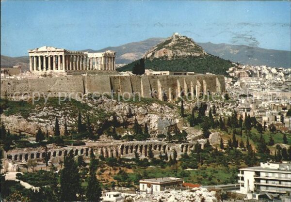 Athenes Athen Stadtbild mit Akropolis Tempel Ruine An