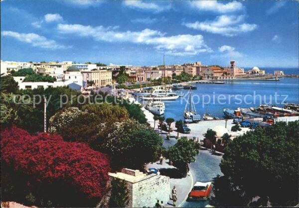 Rhodos Rhodes Aegaeis Ansicht Stadt Hafen Segelboote