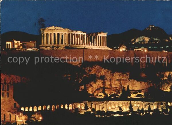 Athen Griechenland beleuchtete Akropolis