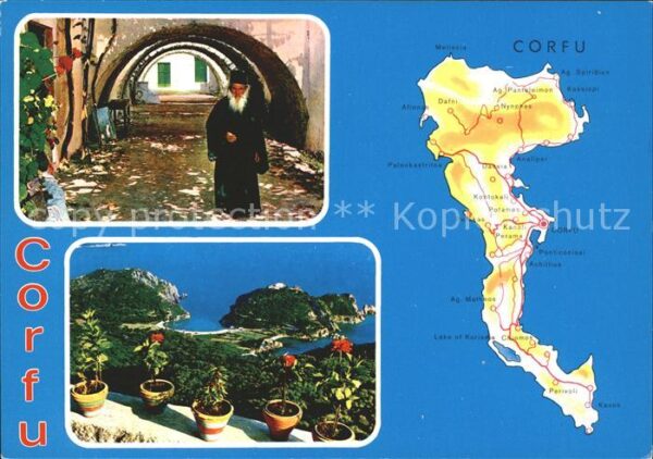 Corfu Korfu Strassenansicht Karte Alte Mann