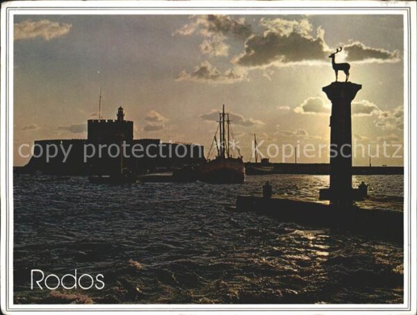 Rhodos Rhodes Aegaeis Leuchtturm Hirsch Mandraki