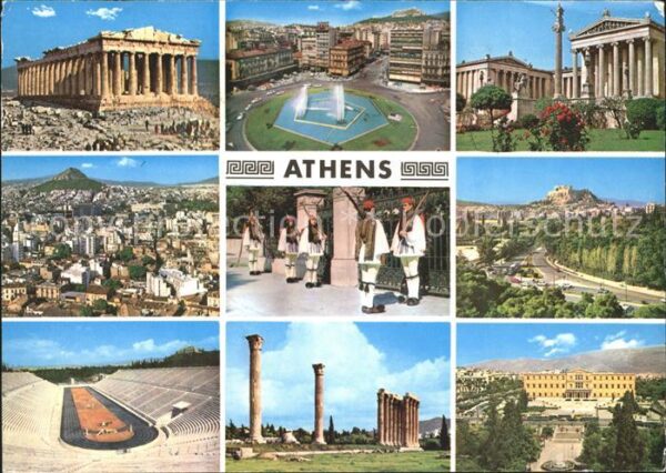 Athen Griechenland Ruine Brunnen Teilansichten Soldaten