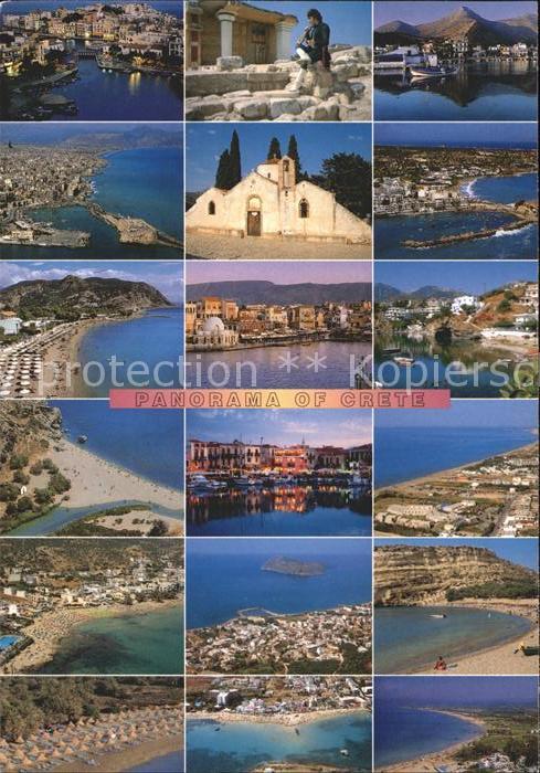 Kreta Crete Panoramakarte Teilansichten