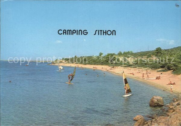 Halkidiki Chalkidiki Camping Sithon Segelboot Stand