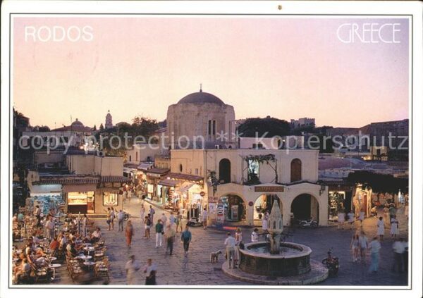 Rhodos Rhodes Aegaeis Strassenansicht Brunnen