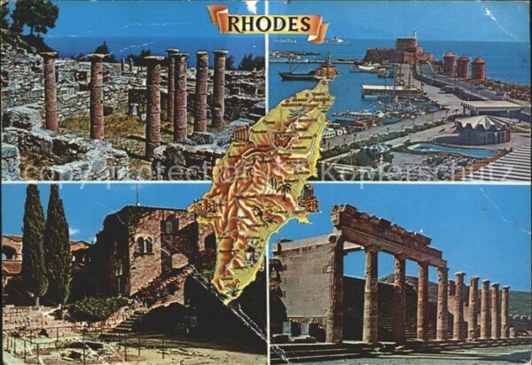 Rhodos Rhodes Aegaeis Ruine Karte Hafen