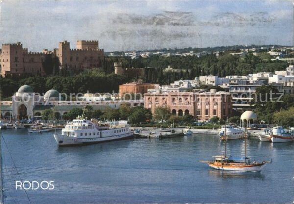 Rhodos Rhodes Aegaeis Hafen Mandraki Fähre Segelboot