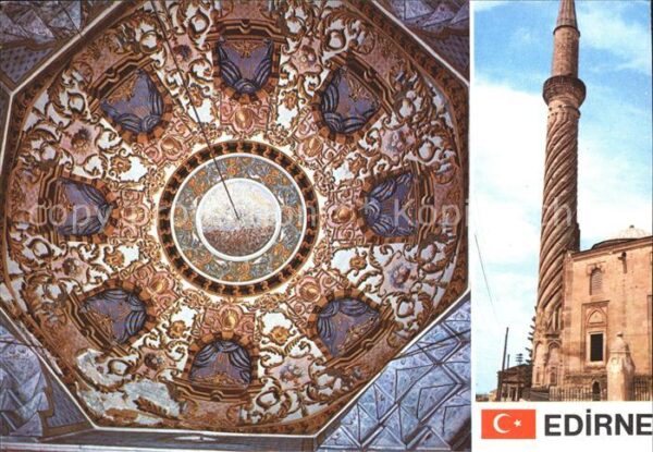 Edirne Ücserefeli cami bir kubbe ve minaresi