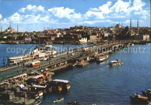 Istanbul Constantinopel Galata Brücke Dampfer Boote