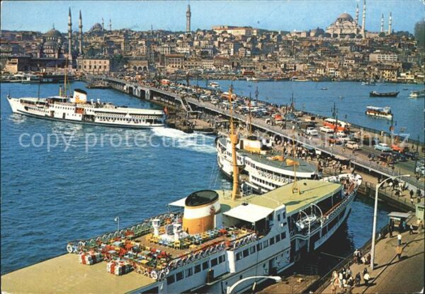Istanbul Constantinopel Galata Brücke Neue Moschee Sülemaniye D