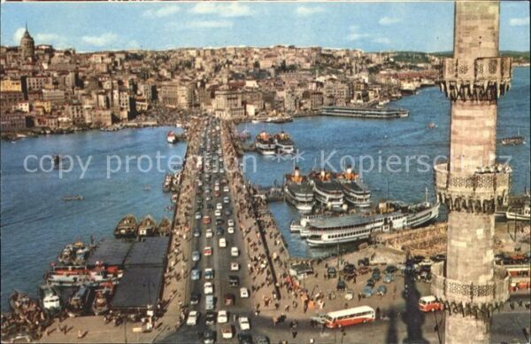 Istanbul Constantinopel Galata Brücke Dampfer