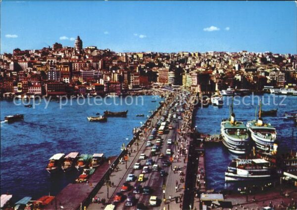 Istanbul Constantinopel Galata Brücke Dampfer Boote
