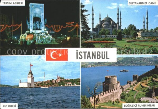 Istanbul Constantinopel Taksim Abidesi Sultanahamet Cami Bogazi