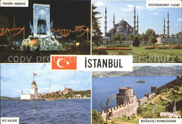 Istanbul Constantinopel Taksim Abidesi Sultanahmet Cami Bogazic
