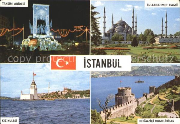 Istanbul Constantinopel Taksim Abidesi Sultanahmet Cami Bogazic