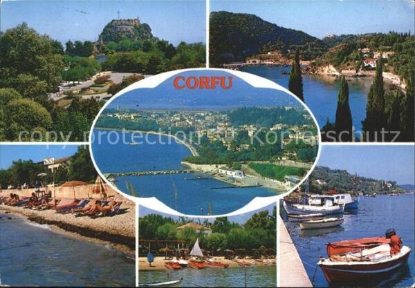 Corfu Korfu Boot Hafen Strand