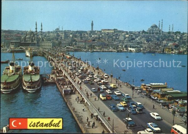 Istanbul Constantinopel Galata Brücke Dampfer