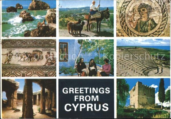 Zypern Cyprus Esel Ruine Frauen Wandgemälde