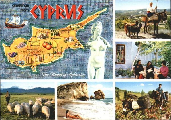 Zypern Cyprus Aphrodite Frauen Esel Bauer Strand