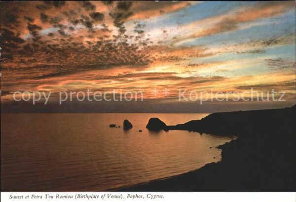Paphos Sunset Petra Tou Romiou Birthplace Venu