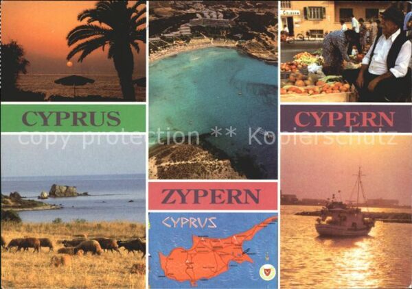 Zypern Cyprus Boot Markt Fliegeraufnahme