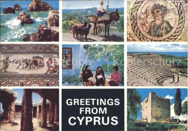 Zypern Cyprus Ruine Mosaik Frauen Esel Strand