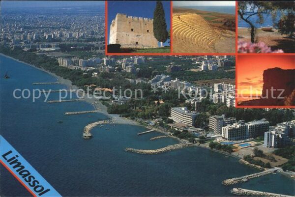 Limassol Fliegeraufnahme Ruine Kloster Boot