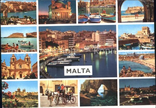 Malta Hafen Blaue Groote Pferdekutsche Kathed