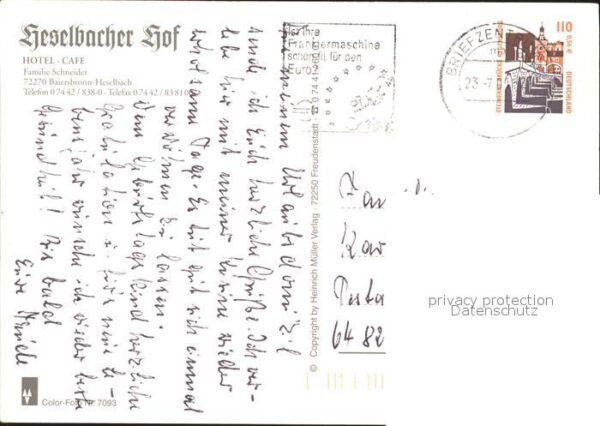 Baiersbronn Schwarzwald Heselbach Hotel-Cafe Heselbacher Hof – Bild 2