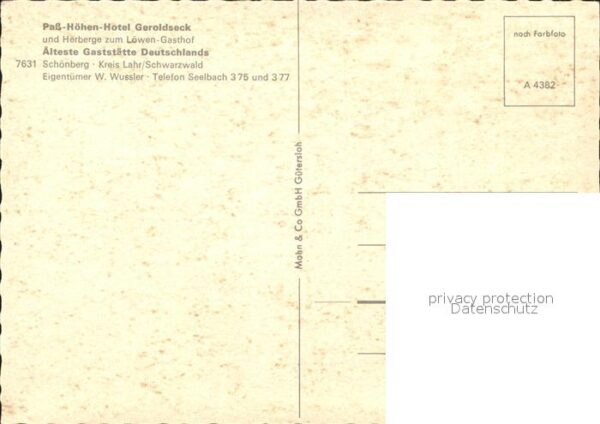 Schoenberg Seelbach Pass-Höhen-Hotel Geroldseck Herberge zu – Bild 2