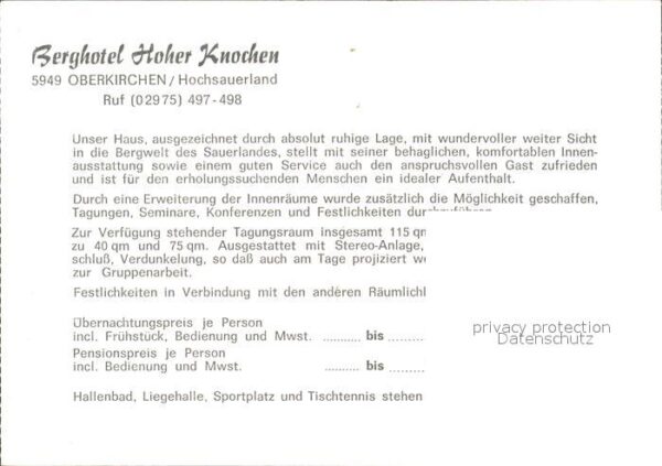 Oberkirchen Sauerland Berghotel Hoher Knochen – Bild 2