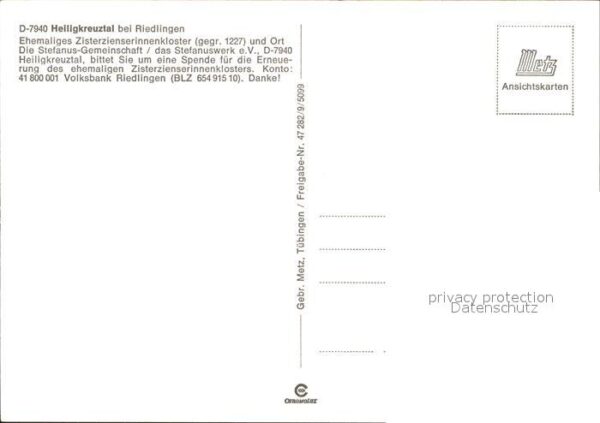 Heiligkreuztal Zisterzienserinnenkloster Spendenkarte – Bild 2