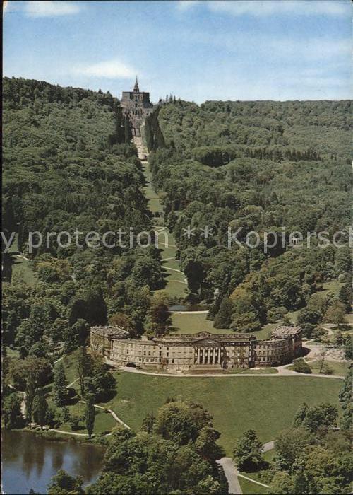 Wilhelmshoehe Kassel Schloss mit Herkules Fliegeraufnahme