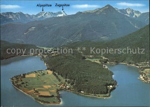 Kochel See am Walchensee mit Alp und Zugspitze Fli