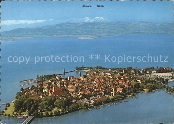 Lindau Bodensee mit Altmann und Säntis Fliegeraufnahme