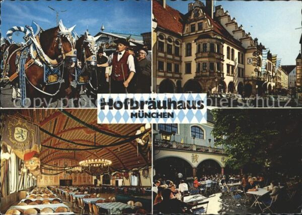 Muenchen Hofbräuhaus Brauereipferde Saal Gartenw