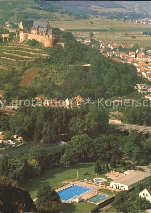 Bad Muenster Stein Ebernburg mit Thermal Sole Radonbad Fliegeraufnah